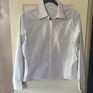 Womens White and Blue Checkered Shirt